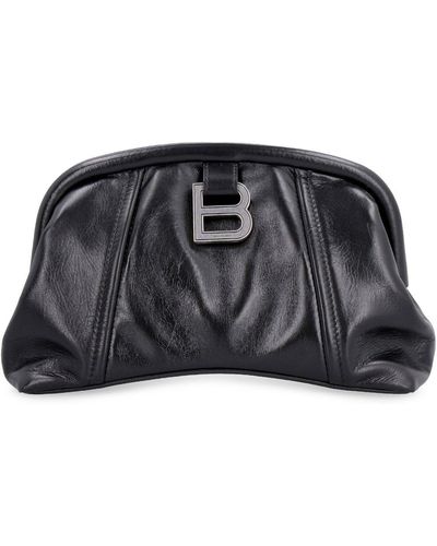 Balenciaga Xs Frame Logo Plaque Clutch Bag - Black