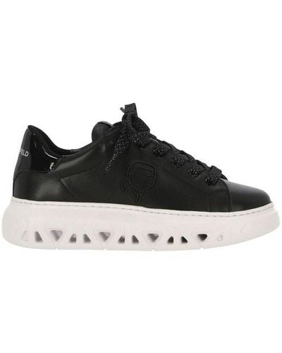 Karl Lagerfeld Logo Embossed Lace-up Trainers - Black