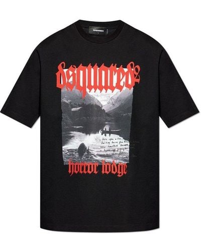 DSquared² Graphic Printed Crewneck T-shirt - Black