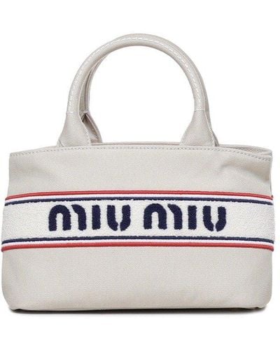 Miu Miu Logo Flocked Top Handle Bag - Multicolor