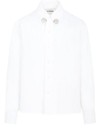 Jil Sander Stud-detailed Long Sleeved Shirt - White