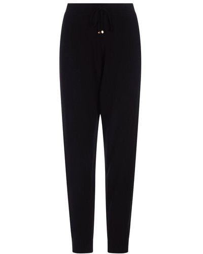 Stella McCartney Trousers With Ankles In Fine Knit Star Iconic - Black