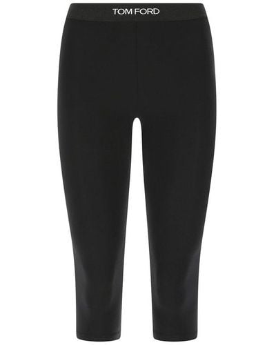 Tom Ford Logo-waistband Stretched Cropped Leggings - Black