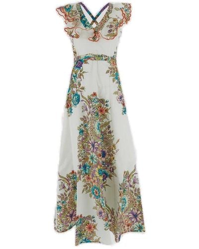 Etro Floral-printed Wrapped Maxi Dress - Multicolour