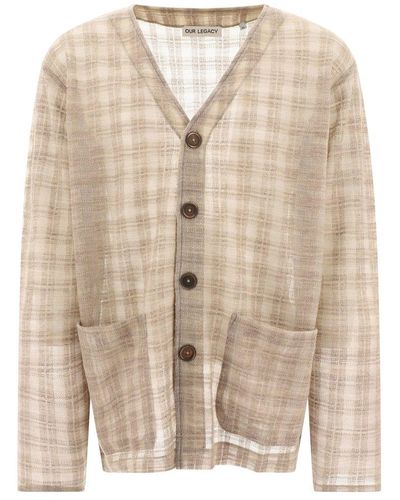 Our Legacy Checked Button-up Cardigan - Natural