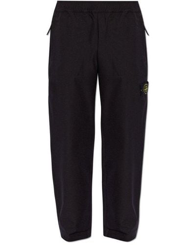 Stone Island Trousers With Logo Patch - Black