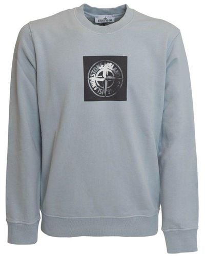 Stone Island Logo Printed Crewneck Sweatshirt - Grey