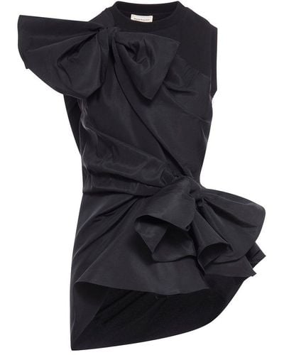 Alexander McQueen Asymmetric Bow-detail Top - Black
