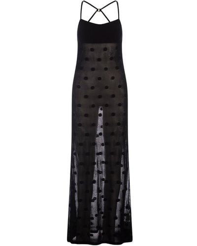 Jacquemus Draped Knitted Maxi Dress - Black