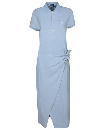 Polo Ralph Lauren Polo Pony Embroidered Knot Detailed Maxi Dress - Blue