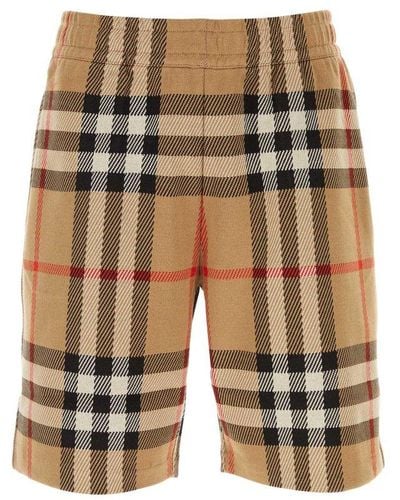 Burberry Embroidered Cotton Bermuda Shorts - Natural