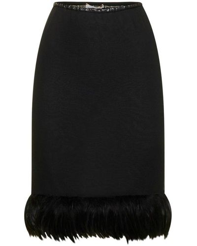Saint Laurent Straight-cut Midi Skirt - Black