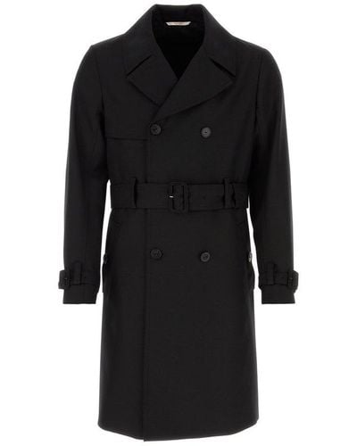 Valentino Double-breasted Belted Coat - Black