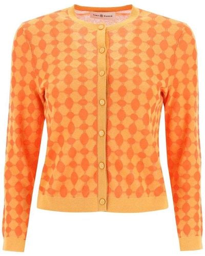 Tory Burch Jacquard-knit Cardigan - Orange