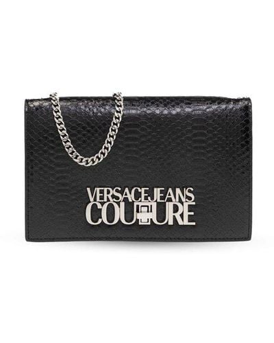 Versace Logo Plaque Embossed Mini Bag - Black