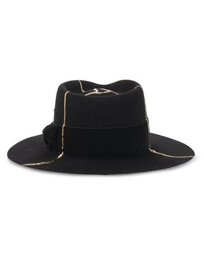 Nick Fouquet Embellished Detail Fedora Hat - Black