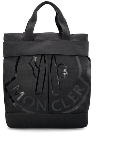 Moncler Logo Printed Top Handle Bag - Black