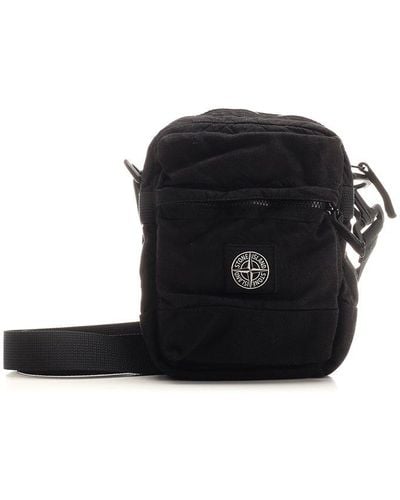 Stone Island Logo-patch Zipped Messenger Bag - Black