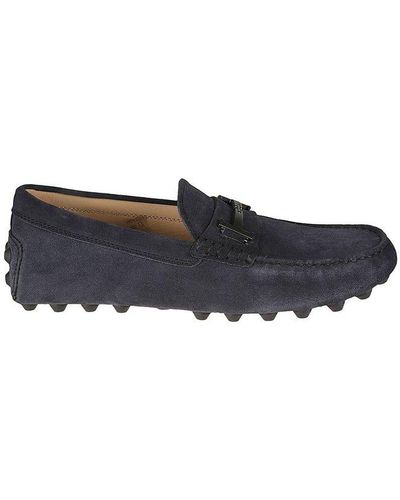 Tod's Gommino Double T Round Toe Loafers - Blue