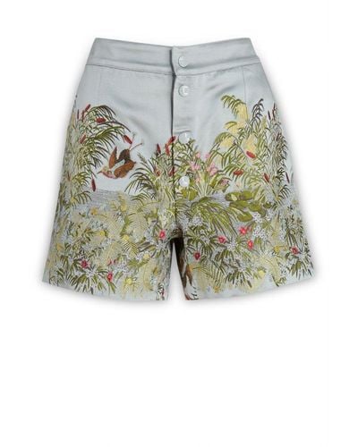 Etro Floral Embroidered Shorts - Green