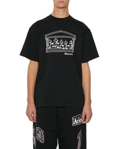 Aries Printed Crewneck T-shirt - Black