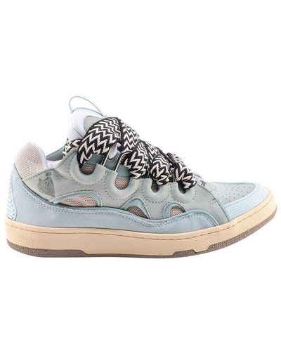 Lanvin Curb Leather, Suede And Mesh Trainers - Multicolour