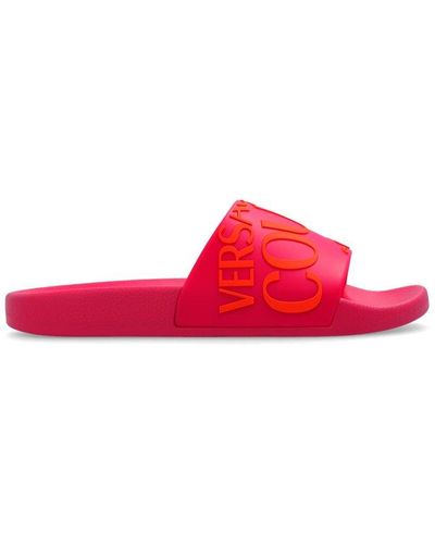 Versace Jeans Couture Logo-embossed Slip-on Slides - Red