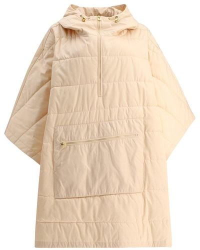 Elisabetta Franchi Buttoned Padded Cape - Natural