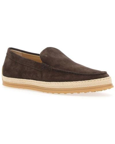Tod's Round Toe Slip-on Loafers - Brown
