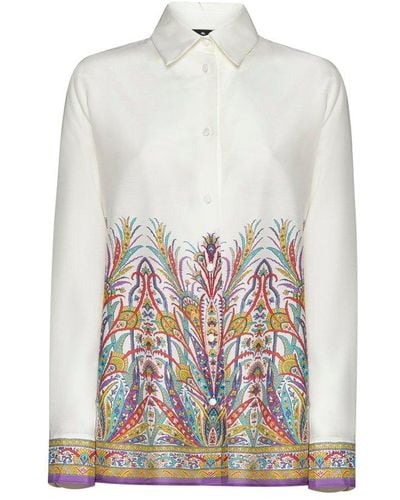 Etro Paisley Print Long-sleeved Shirt - White