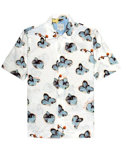 Paul Smith Orchid Printed Short-sleeved Shirt - White