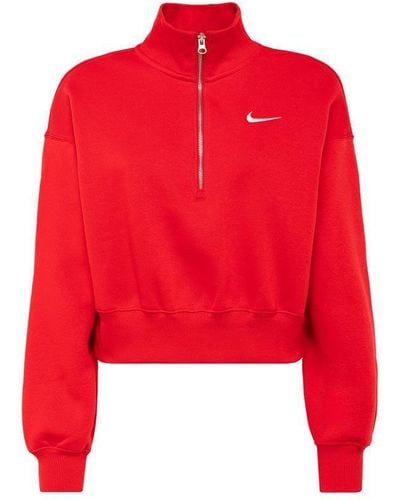 Nike Phoenix Cropped Half-zipped Sweatshirt - Red