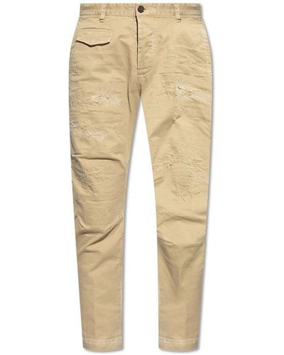 DSquared² Mid-rise Distressed Sim-cut Trousers - Natural