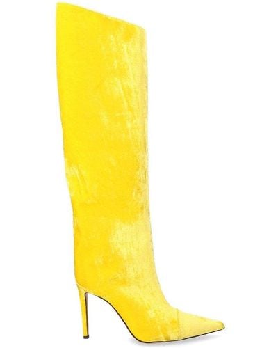 Alexandre Vauthier Pointed Toe High-knee Boots - Yellow