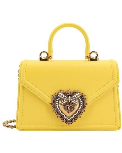 Dolce & Gabbana Devotion Embellished Small Tote Bag - Yellow