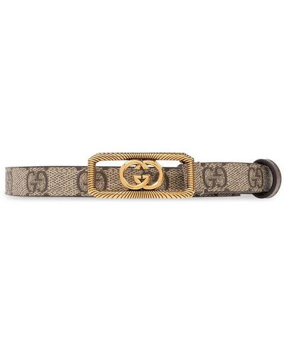 Gucci Interlocking G Thin Belt - Brown