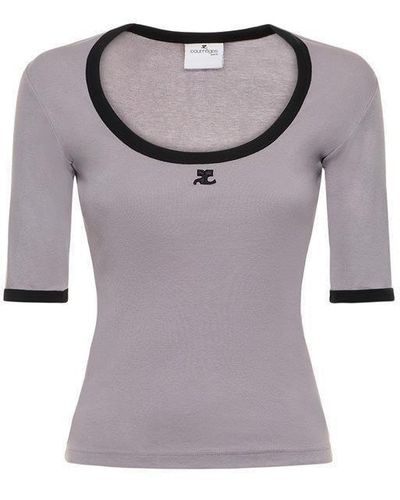 Courreges Logo Embroidered Top - Purple
