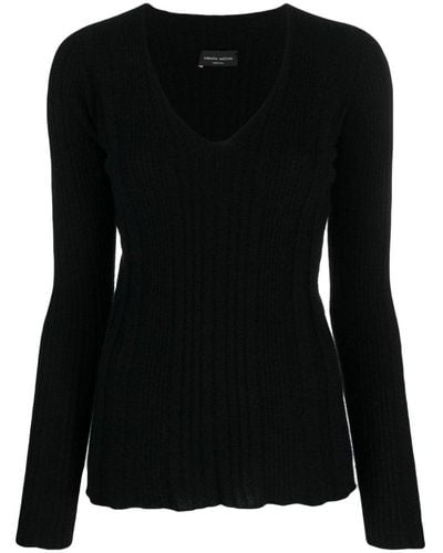 Roberto Collina Long Sleeved Knitted Sweater - Black
