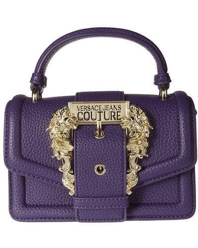Versace Logo-buckle Mini Crossbody Bag - Purple