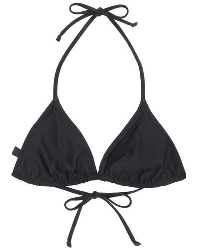 Ganni Triangle-cup Stretched Bikini Top - Black