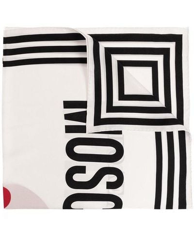 Moschino Quote-printed Square Shape Scarf - Black