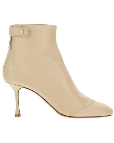 Francesco Russo Round-toe Ankle-length Boots - Natural