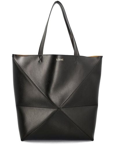 Loewe Raffia Large Tote Bag - Black