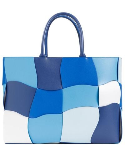 Bottega Veneta Colour Blocked Distorted Arco Tote Bag - Blue