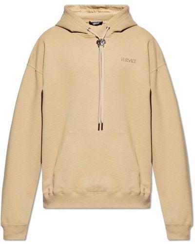 Versace Hoodie With Logo, - Natural