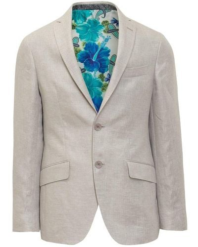 Etro Floral Printed Single-breasted Blazer - Blue
