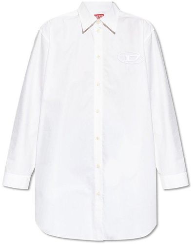 DIESEL Logo Embroidered Shirt Dress - White