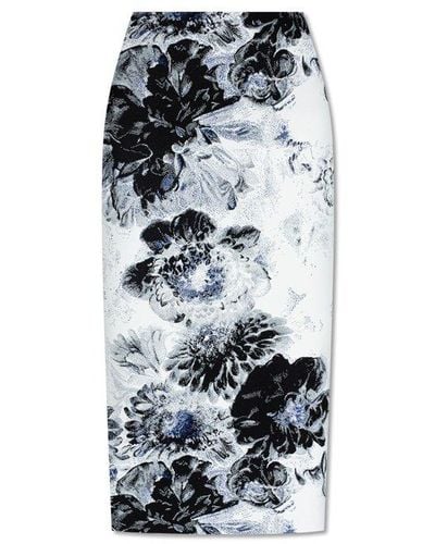 Alexander McQueen Floral Pencil Skirt, - White