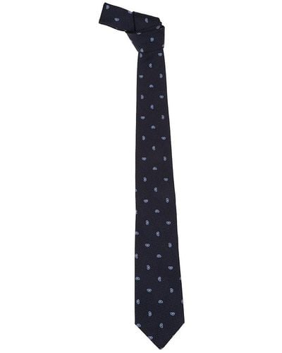 Etro Patterned-jacquard Pointed Tip Tie - Blue