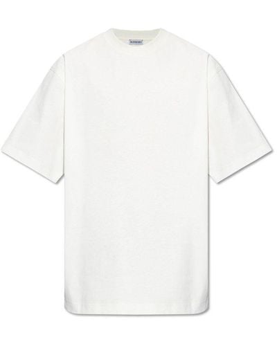 Burberry T-shirt With Reverse Side Roll-up Effect, - White